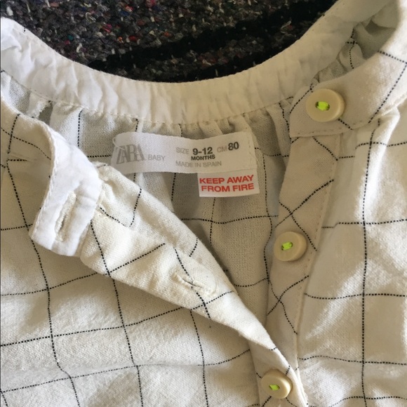ZARA White & Black Plaid Blouse (9-12 months) - Picture 3 of 3
